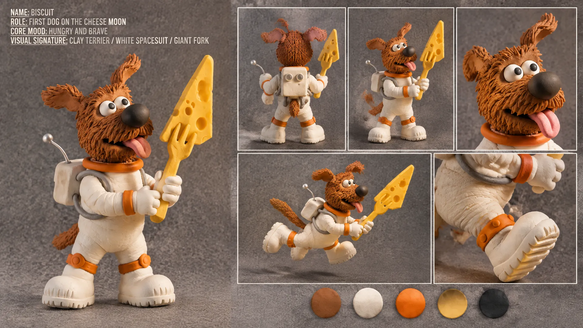 Biscuit the clay dog character design